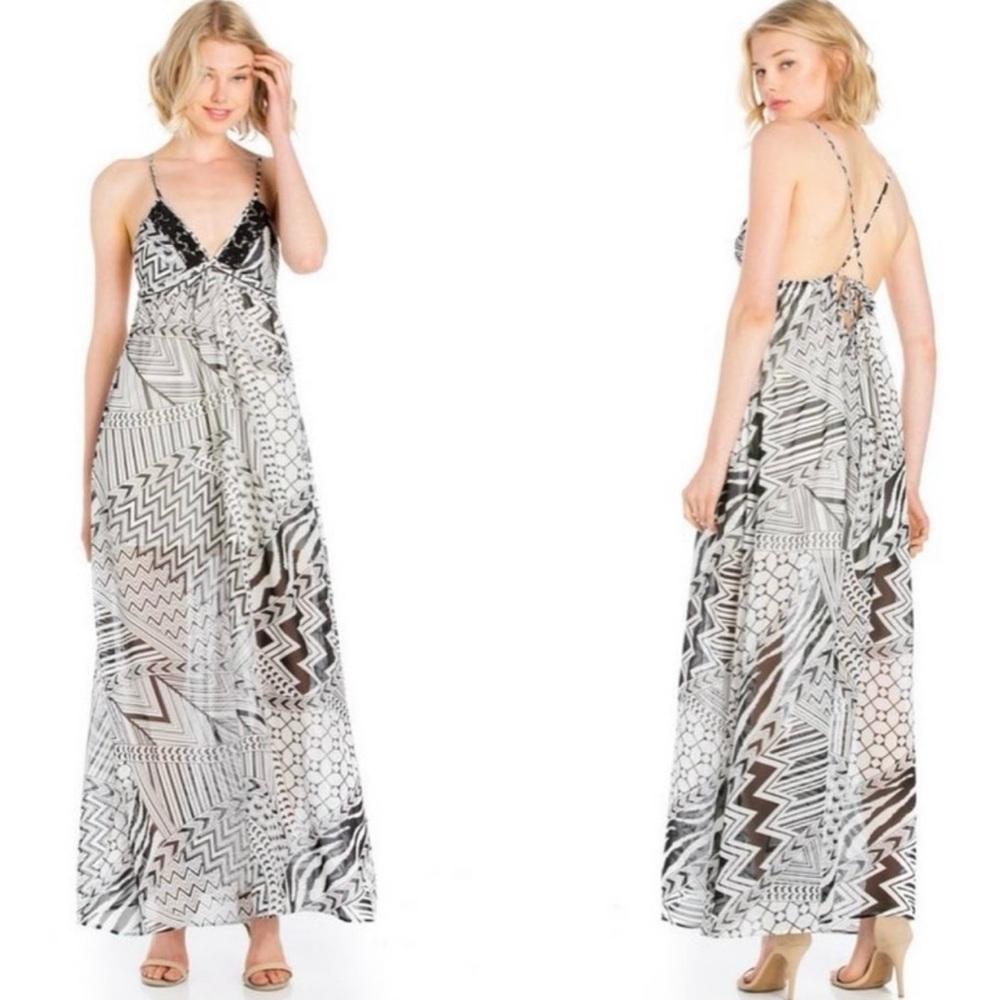 Chiffon zigzag maxi dress